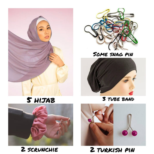 DEAL BOX 2 (PACK OF 5 HIJABS WITH ACCESSORIES)